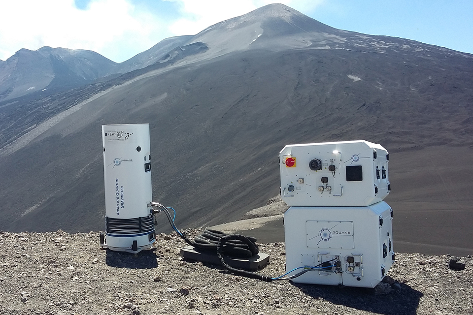 Scientific equipment on the side of a volcano
