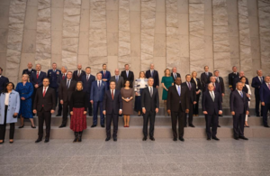 Defence Secretary Ben Wallace alongside his NATO counterparts in Brussels