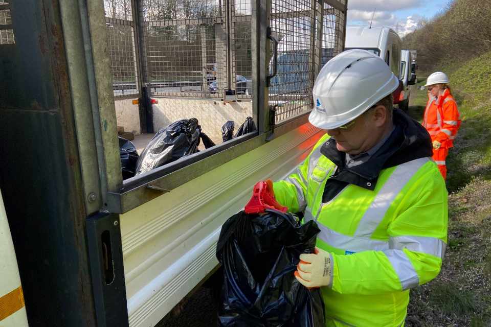 Piles of rubbish cleared from M56 as National Highways supports national litter picking campaign