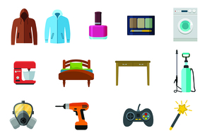 A montage of clothing, cosmetics, electrical products, furniture, garden products, PPE, tools and toys.