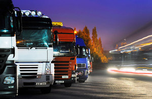 Trucks at a truck stop.