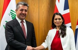 Priti Patel with Masrour Barzani, Prime Minister of the Kurdistan Region of Iraq.