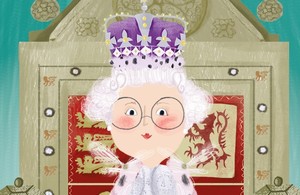 An illustration of the Queen from the jubilee book