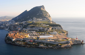 A birds' eye view of a peninsula of Gibraltar