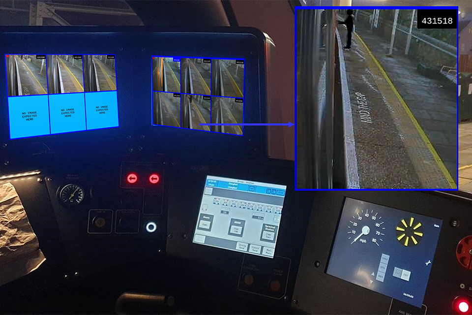 Reconstruction of the driver’s in-cab screen using images from the incident CCTV at the moment that door interlock was obtained (the passenger’s image has been obscured for publication)