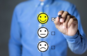 Businessman Blue Shirt and Icons