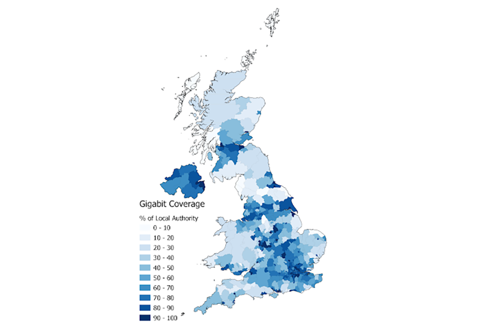 Map to show Gigabit-capable coverage by local authority