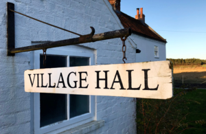 Sign for village hall