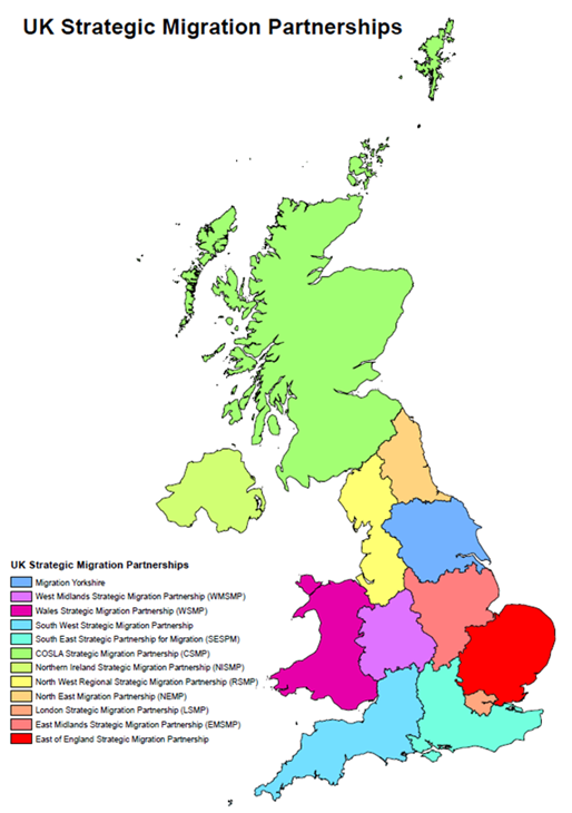 Map showing UK Strategic Migration Partnerships