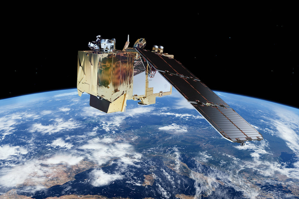 Earth Observation Satellite above Earth