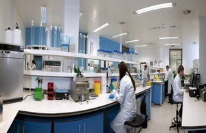 A photo of scientists working at APHA's Weybridge laboratories