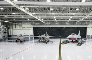 Aircraft in a hangar