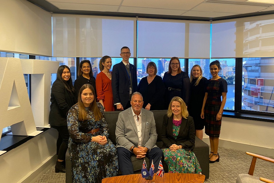 Sir Ian Botham with the UK Government team in Brisbane on the first day of his programme 21 June 2022.