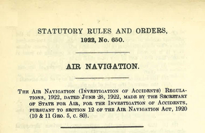 Air Navigation (Investigation of Accidents) Regulations 1922 - title page
