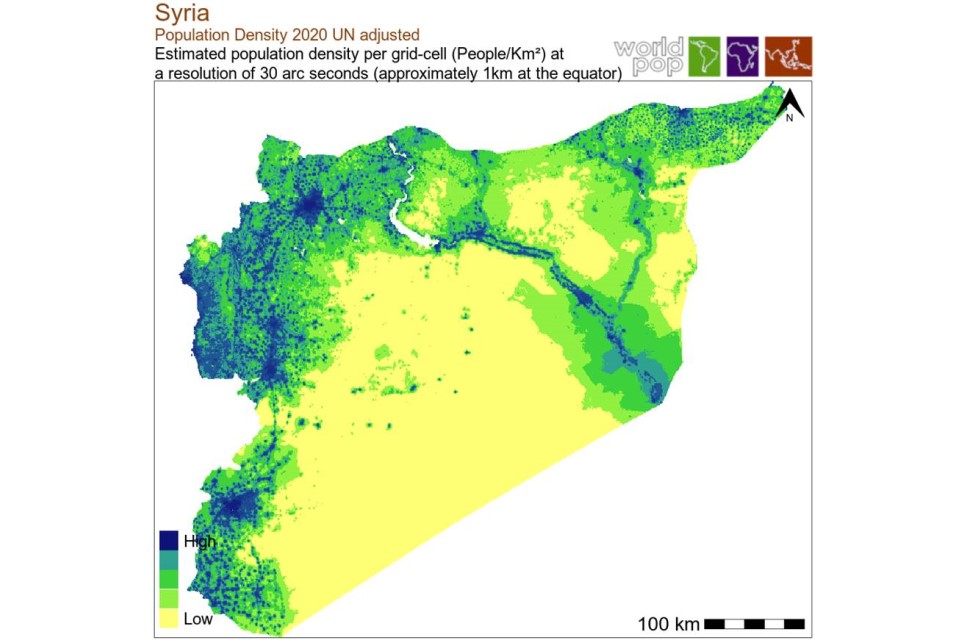 Map of Syrian population density