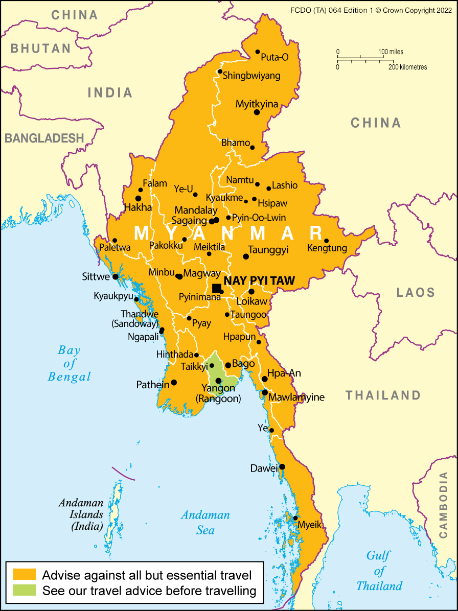 government travel advice myanmar