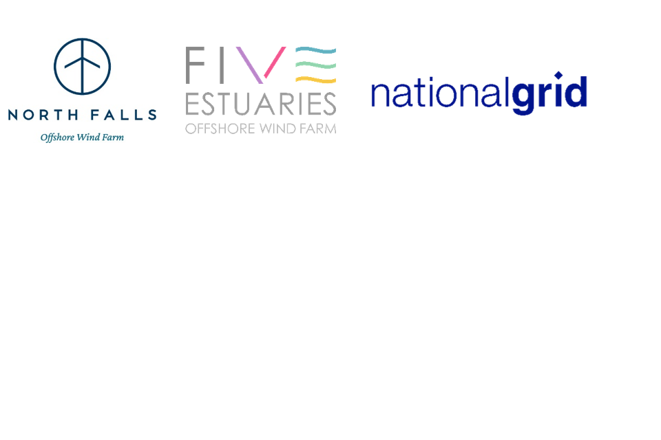 North Falls, Five Estuaries, National Grid logos