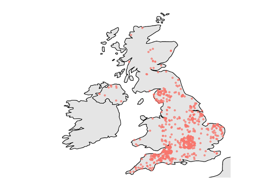 Map of survey response locations
