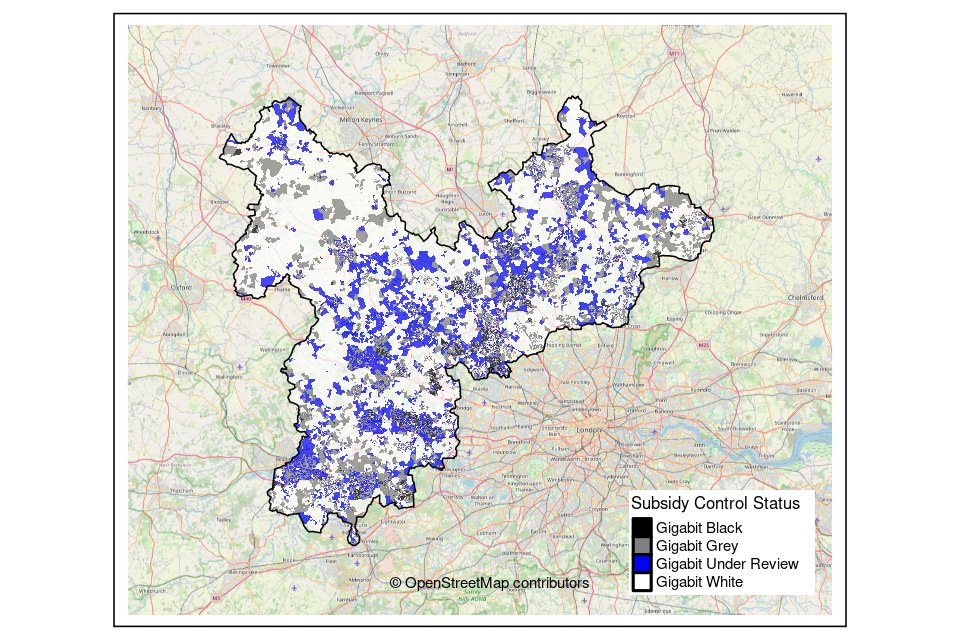 Buckinghamshire, Hertfordshire and east ofd Berkshire Public Review outcome postcode map