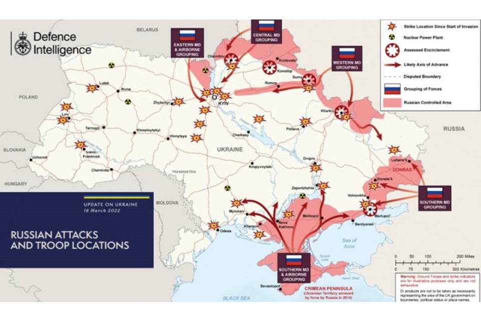 Map of Russian attacks and troop locations