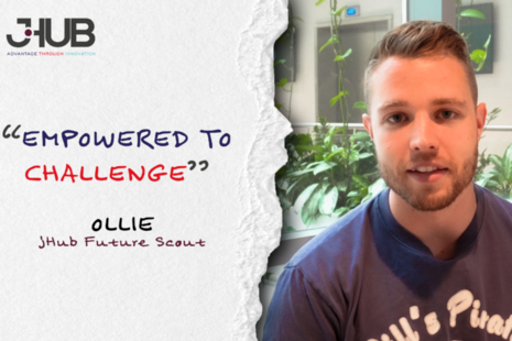 Photo of Ollie alongside a quote: "Empowered to Challenge"