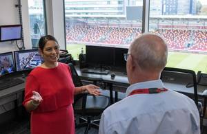 Home Secretary Priti Patel visiting Brentford’s Gtech Community Stadium