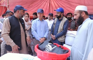 British High Commissioner visits flood relief camp in Nowshera
