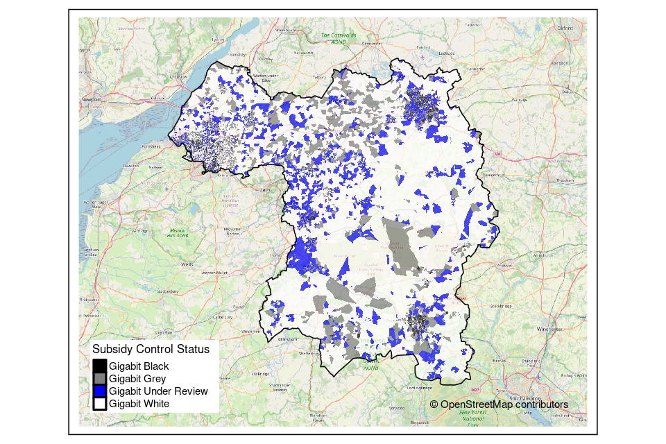 Wiltshire, South Gloucestershire and Swindon Review outcome postcode map. 