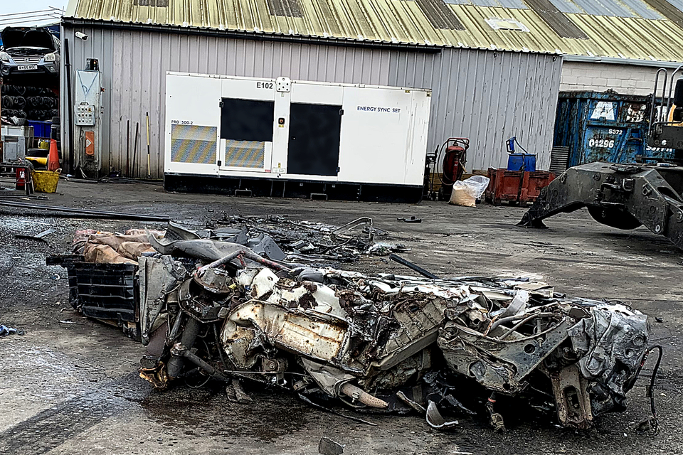 The remains of the tipper truck after being crushed