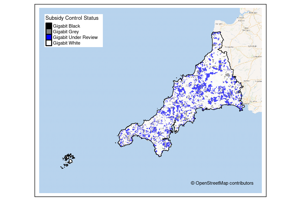 Cornwall and the Isles of Scilly National Rolling Open Market Review outcome map 