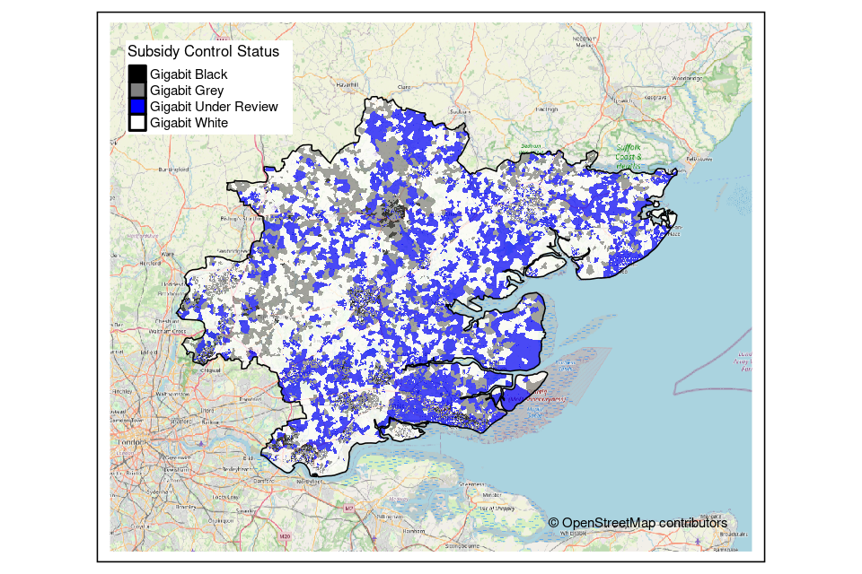 Essex National Rolling Open Market Review outcome postcode map 