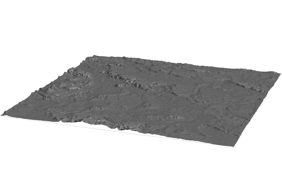 Digital elevation terrain and surface models for the area