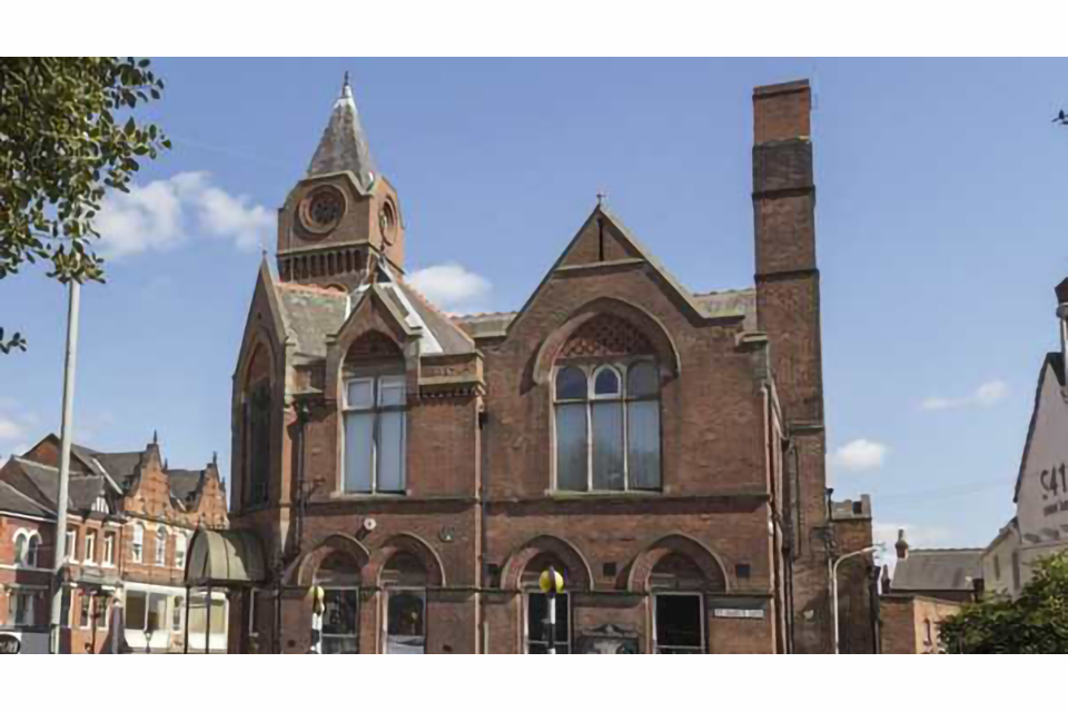 An external view of the front of the Grade-II listed Stephenson Memorial Hall building 