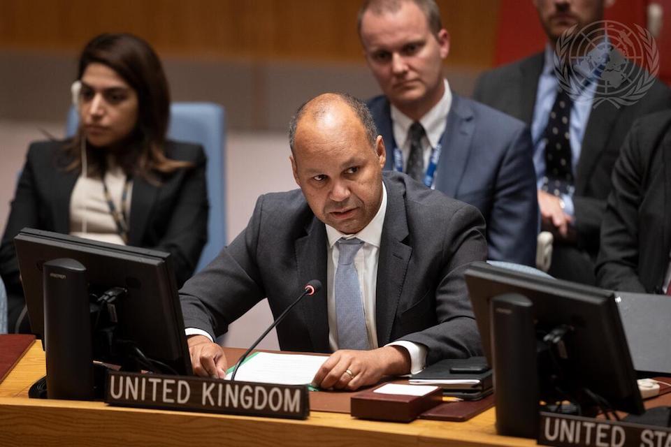UK Ambassador James Kariuki speaks at the UN Security Council