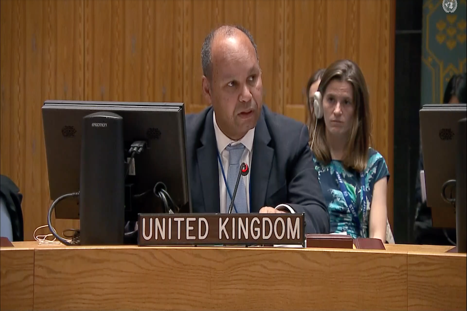James Kariuki speaks to the UN Security Council
