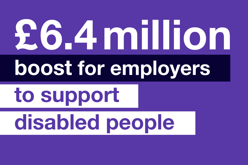 £6.4 million boost for employers to support disabled people