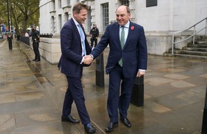 UK Secretary of State for Defence Ben Wallace and Estonia Minister of Defence Hanno Pevkur