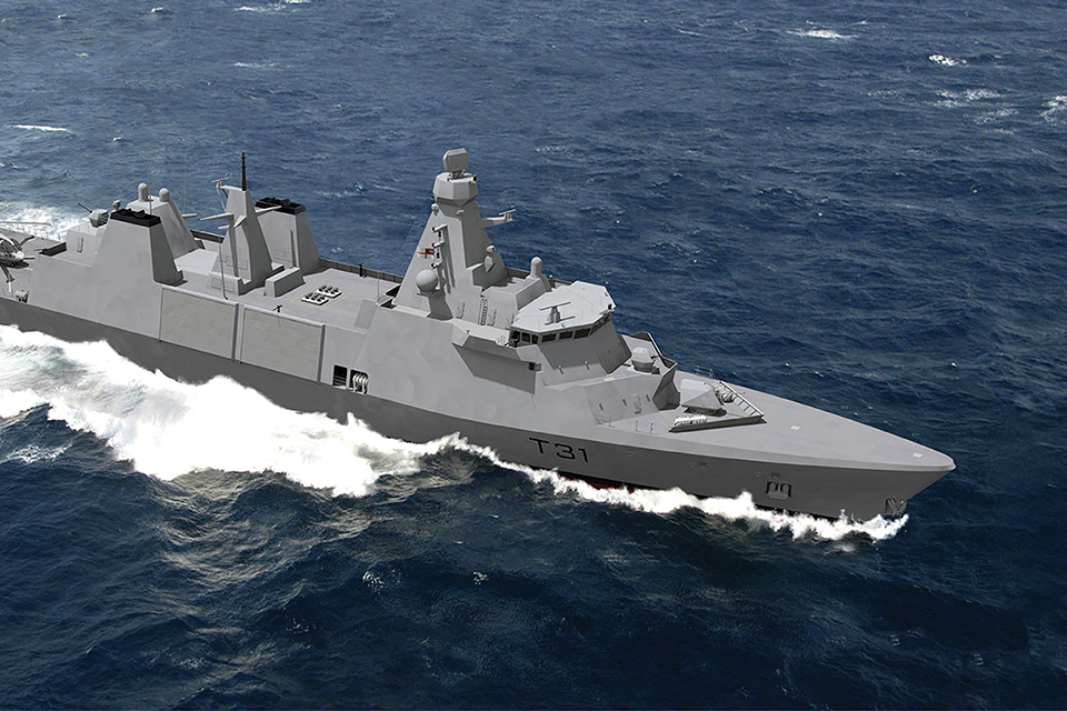 An artist impression of a Type 31 frigate