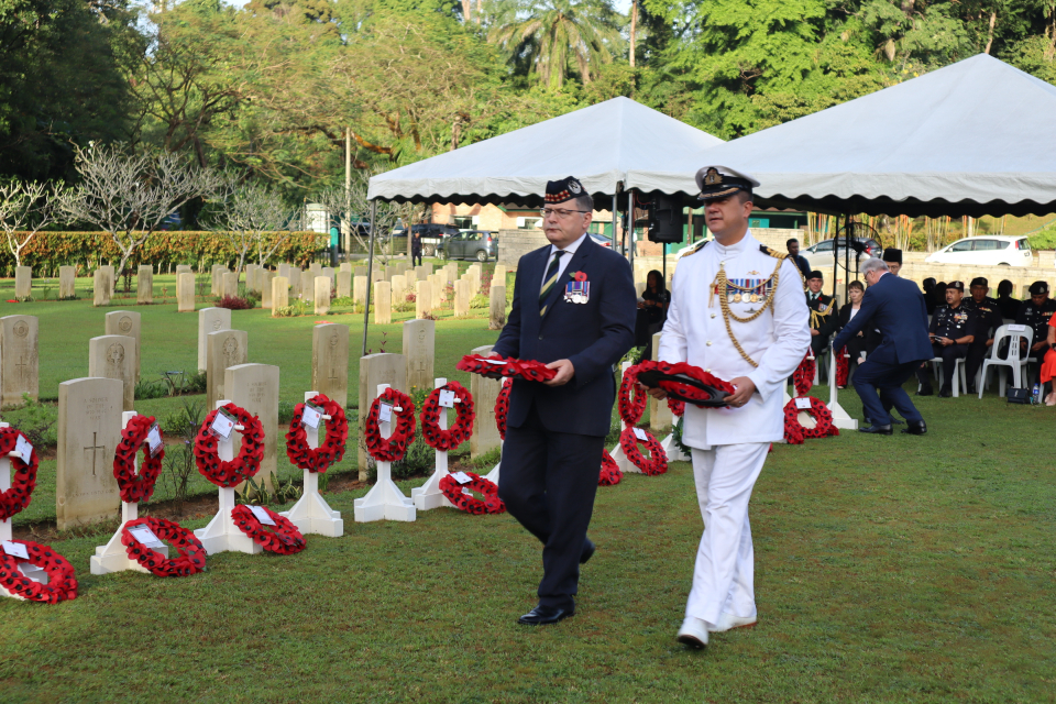 Remembrance day service held at taiping war cemetery, malaysia