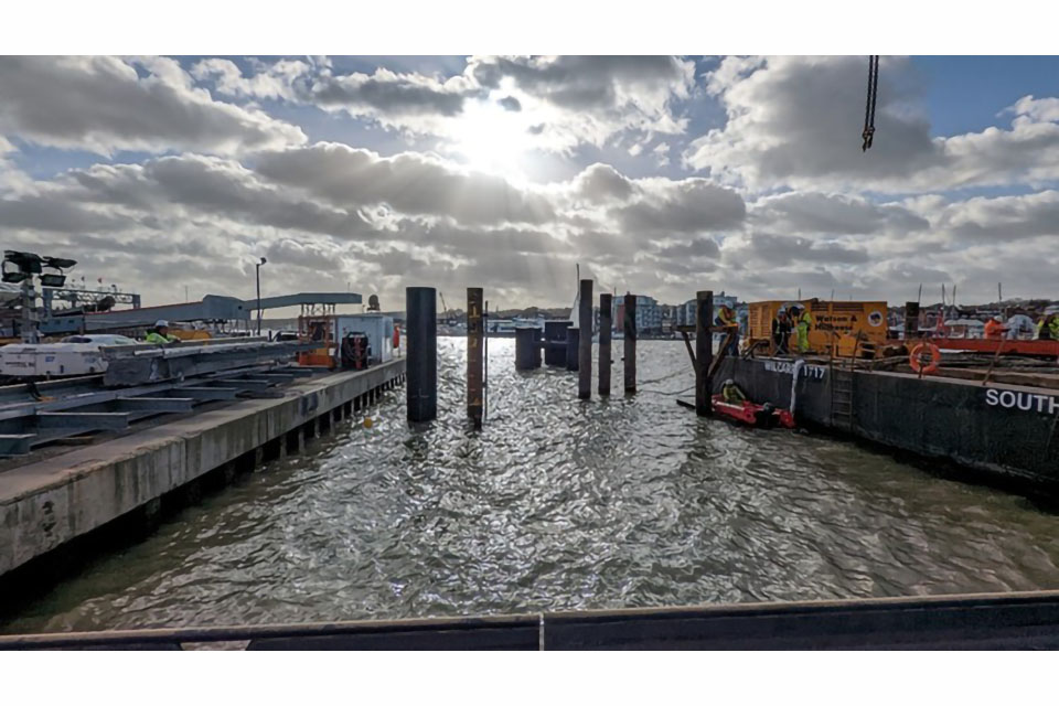 View of Cowes Marine Hub, Isle of Wight. 