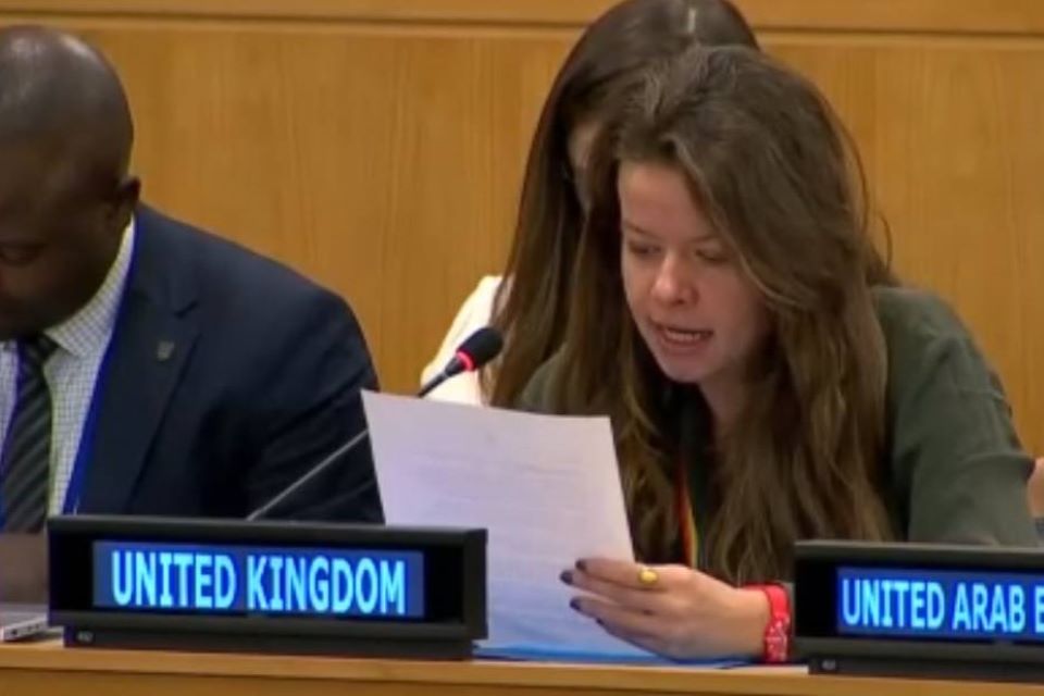 UK Representative Ana Baric speaks to Second Committee on Tuesday