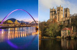 An image of Newcastle at night and Durham Cathedral