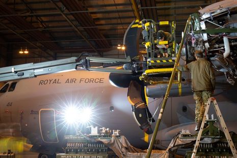 RAF engineers complete A400M engine change in the South Atlantic.