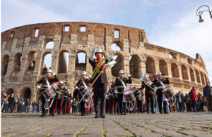 Royal Marines Band in front of the Colosseum