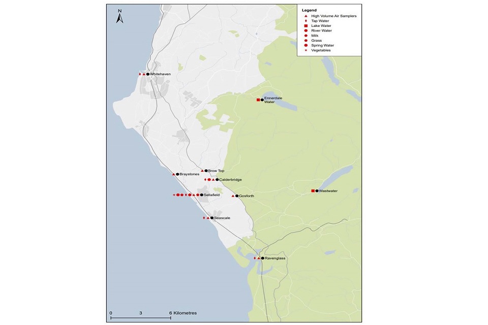 Figure 2. Terrestrial environmental monitoring around Sellafield