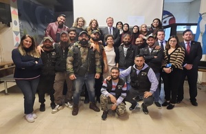 British Ambassador to Lebanon Hamish Cowell with young people from MARCH Cafe