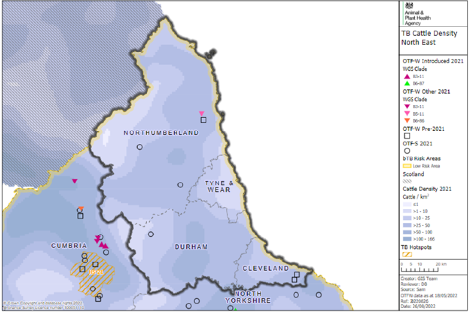 Incidents are scattered across the north-east region without evidence of spatial clustering.