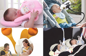 Four types of baby self-feeding devices.