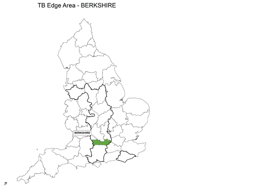 County map of England showing the Edge Area and highlighting the county of Berkshire.