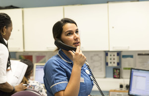 Nurse on the telephone.
